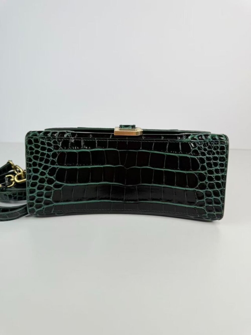 Balenciaga Hourglass XS Croc Embossed Leather Top Handle Crossbody Bag - Picture 8 of 11